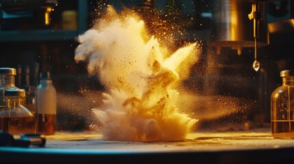 Dynamic Motion of Bright Powders in Air with Tools.