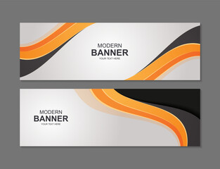 Naklejka premium Black and yellow abstract wave Banner design