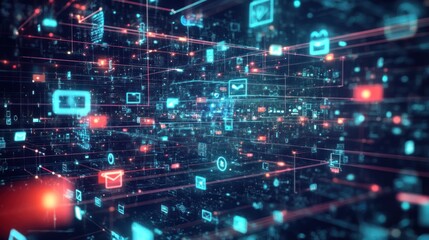 Fototapeta premium Digital Network: A Visualization of Global Communication and Data Flow
