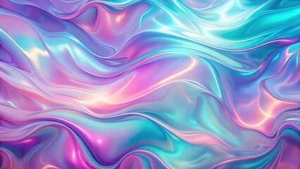 Obraz premium Soft pink and purple hues blend in a holographic gradient on a multicolored background with teal undertones, creating a mesmerizing optical effect , multicolor, optical effect