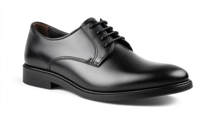 Classic black leather oxford shoe, formal footwear.