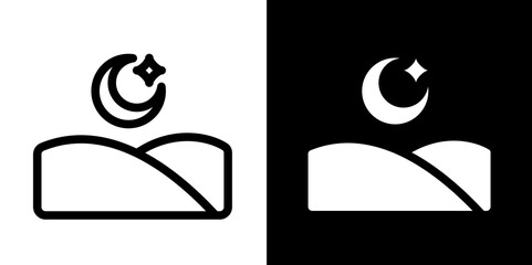 ramadan night line and glyph icon, outline and glyph vector sign, linear and glyph style pictogram isolated on white and black. islamic Symbol, logo, icon, illustration