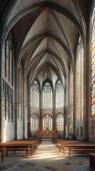 Fototapeta premium Sunlight streams into a grand chapel