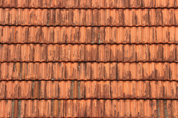 Texture of old red tile roof.