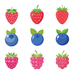strawberry, blueberry, raspberry looks delicious with white background