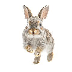 Obraz premium A lively rabbit in mid-leap, showcasing its soft fur and distinctive long ears