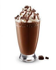 Vibrant Chocolate Milk in Transparent Glass