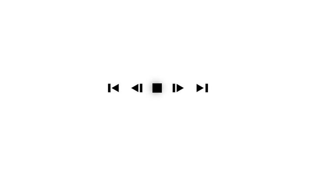 neon line audio player for songs or podcast play list. Play or pause button. Music or video play bar icon on white background.