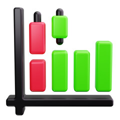 Stock Chart 3d render icons