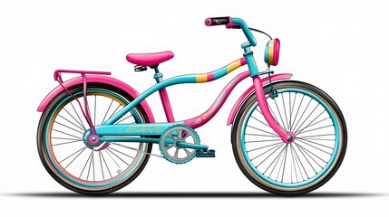 Fototapeta premium Vibrant Retro-Styled Kids' Bicycle on Transparent Background for Commercial Use