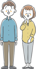 若い夫婦のイラスト　全身　ベクター