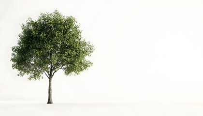 Obraz premium Single green tree on white background isolated