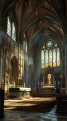 Fototapeta premium Sunlit sanctuary, ornate details.