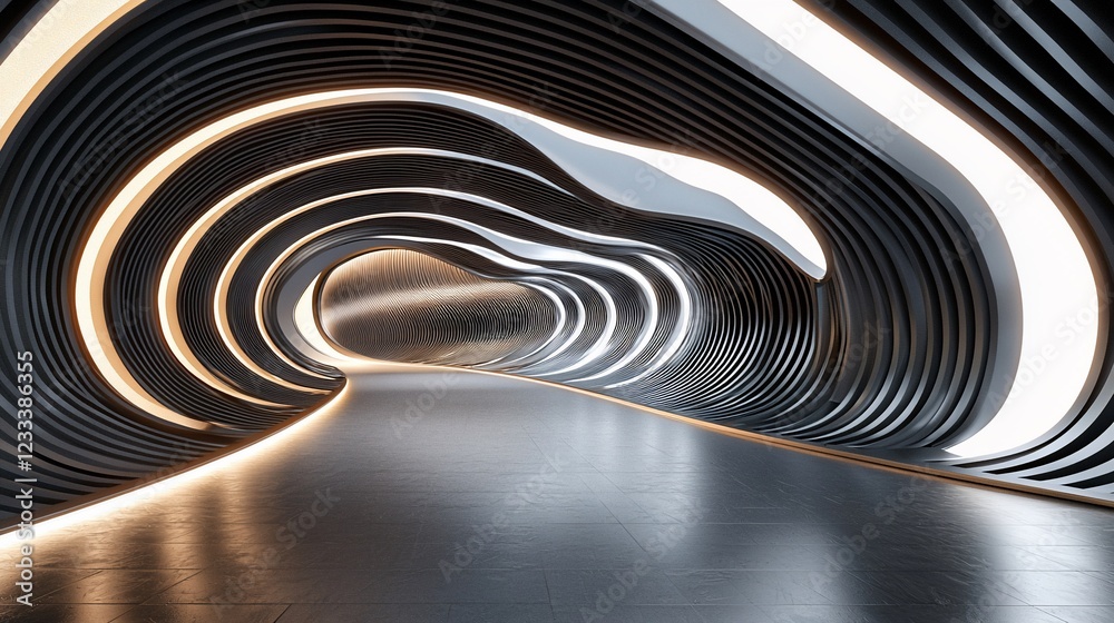 Poster abstract swirling tunnel modern architecture design