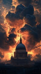 Obraz premium Sunset blaze over a grand dome