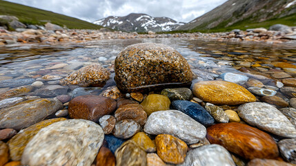 Mountain river rocks clear water scenic background nature landscape
