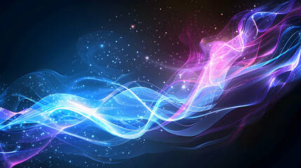 Abstract swirling light patterns in vibrant colors against a dark background.