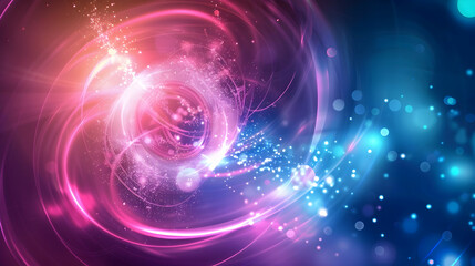 Obraz premium Abstract colorful swirl with glowing particles and light effects.