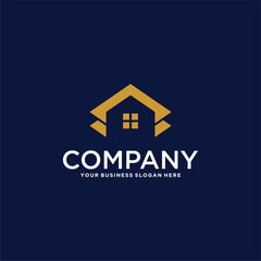 real estate logo design with house and building