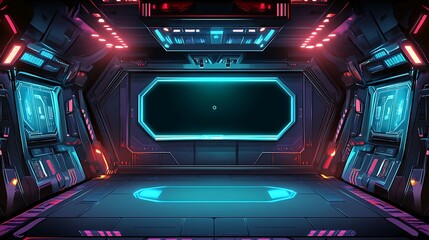 Obraz premium Futuristic Spaceship Corridor Interior Design