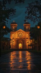 Fototapeta premium Night view of a grand cathedral