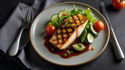 grilled fish with vegetables