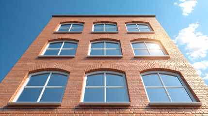 Obraz premium Brick building, sunny day, city view, real estate