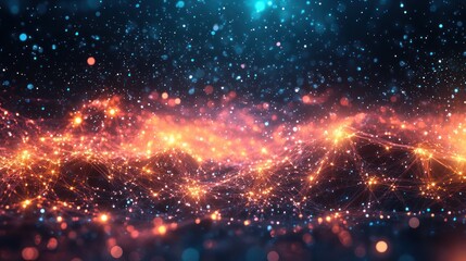 Fototapeta premium Abstract glowing network, cosmic backdrop, digital art, website header