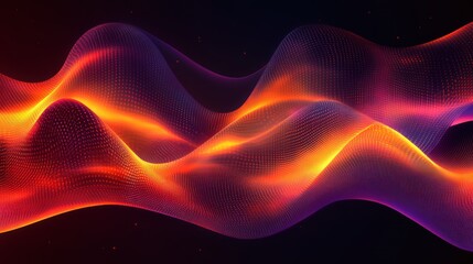 Obraz premium Abstract fiery waves flow, dark background, digital art, website banner