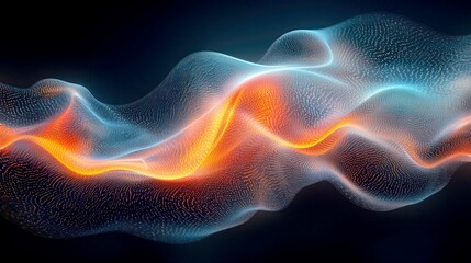 Obraz premium Abstract Wave Energy Flow: Digital Art, Network, Motion, and Innovation in Science and Technology