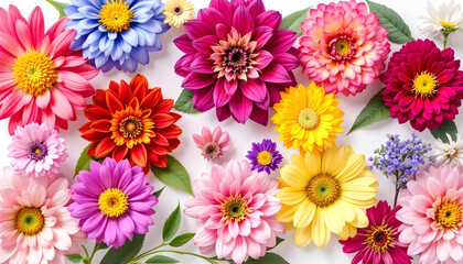 Fototapeta premium Set of different beautiful flowers on white background. Banner design