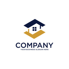 Fototapeta premium real estate logo design with house and building