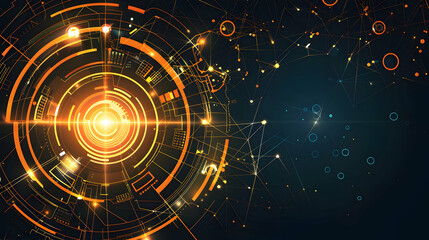 Abstract digital design featuring glowing circles and lines, suggesting technology and innovation.