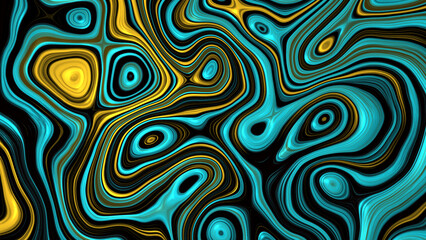 Obraz premium Abstract wavy swirl pattern with turquoise gold colors suitable for backgrounds, packaging design, textiles, and digital art projects.