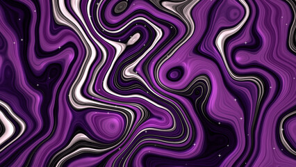 Fototapeta premium Purple, white, and black swirling fluid art design perfect for backgrounds, posters, and modern art concepts. Ideal for creative projects.
