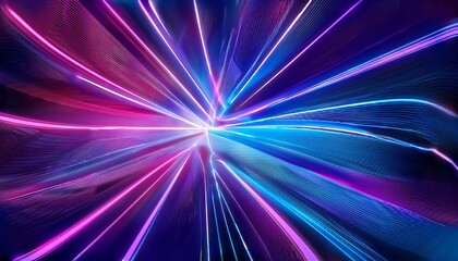 Obraz premium Futuristic neon-style abstract background for kids, featuring glowing lines, playful geometric shapes, and a mix of purples and blues, creating a modern and exciting aesthetic.