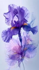 Digital technology transparent abstract light purple iris flower poster background