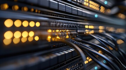 Naklejka premium Network Server Room Technology Cables Data Center Infrastructure