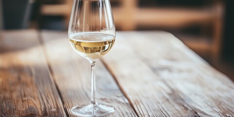 a glass of wine sitting on top of a wooden table