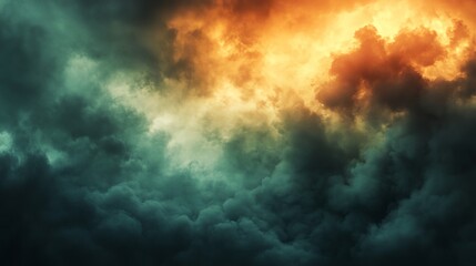 A large cloud of dark blue and green