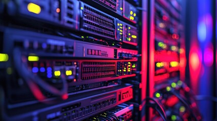 Naklejka premium Cybersecurity Network Server Room Technology Data Center Infrastructure