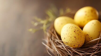 Obraz premium A nest of eggs with a yellow color