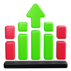 stacked bar chart 3d render icons