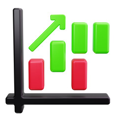 waterfall chart 3d render icons