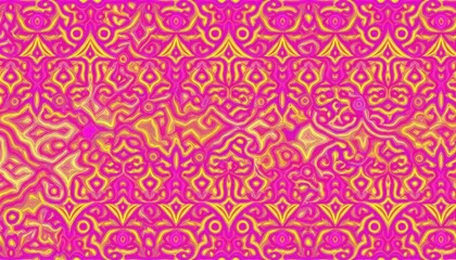 Vibrant Pink and Yellow Ornamental Pattern Backdrop A Striking Geometric Design That Radiates Warmth and Energy