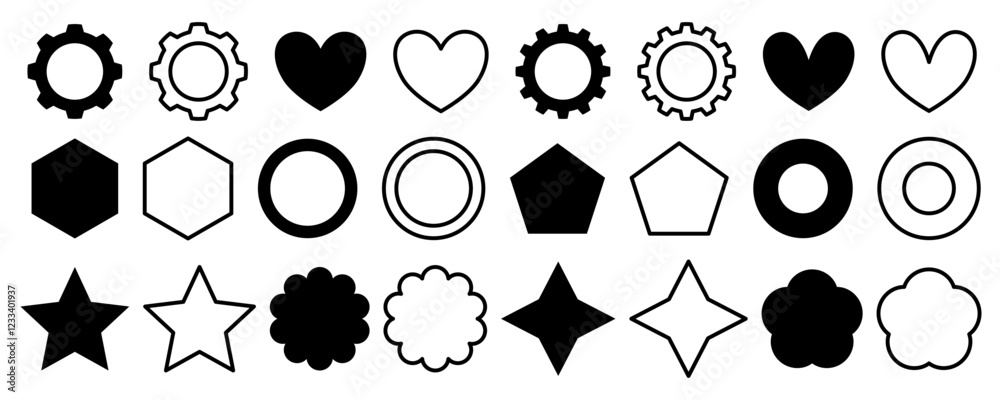 Wall mural varied collection of vector design figures - set of isolated geometric design shapes - graphic eleme