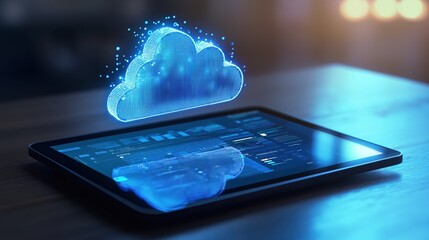 Digital Cloud Computing Data Storage Technology Tablet