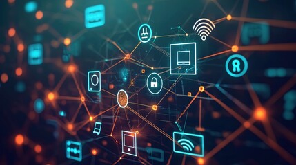 Fototapeta premium Smart Home Network Digital Technology Internet Connection Secure System