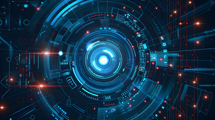 Fototapeta premium Abstract digital design featuring a futuristic circular pattern and glowing elements.