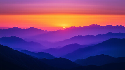 朝日が昇る山の稜線 – 大自然の壮大な輝き